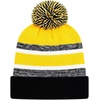image:imageKids Pom Pom Beanie Winter Hat for Boys amp Girls Ages 25 Warm Knit Cuffed Beanie for School Skiing amp Outdoor WearBlackGold