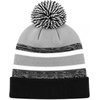 image:imageKids Pom Pom Beanie Winter Hat for Boys amp Girls Ages 25 Warm Knit Cuffed Beanie for School Skiing amp Outdoor WearBlackGrey
