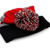 image:imageKids Pom Pom Beanie Winter Hat for Boys amp Girls Ages 25 Warm Knit Cuffed Beanie for School Skiing amp Outdoor WearBlackRed