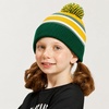 image:imageKids Pom Pom Beanie Winter Hat for Boys amp Girls Ages 25 Warm Knit Cuffed Beanie for School Skiing amp Outdoor WearDark GreenGold