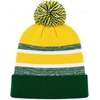 image:imageKids Pom Pom Beanie Winter Hat for Boys amp Girls Ages 25 Warm Knit Cuffed Beanie for School Skiing amp Outdoor WearDark GreenGold