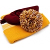 image:imageKids Pom Pom Beanie Winter Hat for Boys amp Girls Ages 25 Warm Knit Cuffed Beanie for School Skiing amp Outdoor WearGoldBurgundy