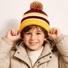 image:imageKids Pom Pom Beanie Winter Hat for Boys amp Girls Ages 25 Warm Knit Cuffed Beanie for School Skiing amp Outdoor WearGoldBurgundy
