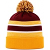image:imageKids Pom Pom Beanie Winter Hat for Boys amp Girls Ages 25 Warm Knit Cuffed Beanie for School Skiing amp Outdoor WearGoldBurgundy