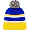 image:imageKids Pom Pom Beanie Winter Hat for Boys amp Girls Ages 25 Warm Knit Cuffed Beanie for School Skiing amp Outdoor WearGoldRoyal Blue