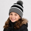 image:imageKids Pom Pom Beanie Winter Hat for Boys amp Girls Ages 25 Warm Knit Cuffed Beanie for School Skiing amp Outdoor WearGreyBlack
