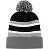 image:imageKids Pom Pom Beanie Winter Hat for Boys amp Girls Ages 25 Warm Knit Cuffed Beanie for School Skiing amp Outdoor WearGreyBlack