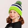 image:imageKids Pom Pom Beanie Winter Hat for Boys amp Girls Ages 25 Warm Knit Cuffed Beanie for School Skiing amp Outdoor WearLimeNavy