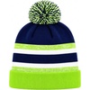image:imageKids Pom Pom Beanie Winter Hat for Boys amp Girls Ages 25 Warm Knit Cuffed Beanie for School Skiing amp Outdoor WearLimeNavy