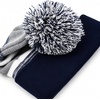 image:imageKids Pom Pom Beanie Winter Hat for Boys amp Girls Ages 25 Warm Knit Cuffed Beanie for School Skiing amp Outdoor WearNavyGrey