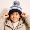 image:imageKids Pom Pom Beanie Winter Hat for Boys amp Girls Ages 25 Warm Knit Cuffed Beanie for School Skiing amp Outdoor WearNavyGrey