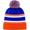 image:imageKids Pom Pom Beanie Winter Hat for Boys amp Girls Ages 25 Warm Knit Cuffed Beanie for School Skiing amp Outdoor WearOrangeRoyal Blue