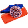 image:imageKids Pom Pom Beanie Winter Hat for Boys amp Girls Ages 25 Warm Knit Cuffed Beanie for School Skiing amp Outdoor WearOrangeRoyal Blue