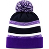 image:imageKids Pom Pom Beanie Winter Hat for Boys amp Girls Ages 25 Warm Knit Cuffed Beanie for School Skiing amp Outdoor WearPurpleBlack