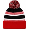 image:imageKids Pom Pom Beanie Winter Hat for Boys amp Girls Ages 25 Warm Knit Cuffed Beanie for School Skiing amp Outdoor WearRedBlack