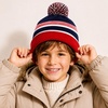 image:imageKids Pom Pom Beanie Winter Hat for Boys amp Girls Ages 25 Warm Knit Cuffed Beanie for School Skiing amp Outdoor WearRedNavy