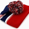 image:imageKids Pom Pom Beanie Winter Hat for Boys amp Girls Ages 25 Warm Knit Cuffed Beanie for School Skiing amp Outdoor WearRedNavy