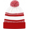 image:imageKids Pom Pom Beanie Winter Hat for Boys amp Girls Ages 25 Warm Knit Cuffed Beanie for School Skiing amp Outdoor WearRedWhite