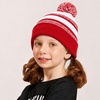 image:imageKids Pom Pom Beanie Winter Hat for Boys amp Girls Ages 25 Warm Knit Cuffed Beanie for School Skiing amp Outdoor WearRedWhite