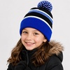image:imageKids Pom Pom Beanie Winter Hat for Boys amp Girls Ages 25 Warm Knit Cuffed Beanie for School Skiing amp Outdoor WearRoyal BlueBlack
