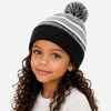 image:imageKids Youth Hat Warm Pompom Stretchy Knit Cuffed Beanie Cap HatK05black