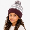 image:imageKids Youth Hat Warm Pompom Stretchy Knit Cuffed Beanie Cap HatK05burgundy