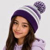 image:imageKids Youth Hat Warm Pompom Stretchy Knit Cuffed Beanie Cap HatK05purple