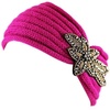 image:imageTHE HAT DEPOT 700HB80 Sequin Knit Headband with Flower Decoration Fuchsia