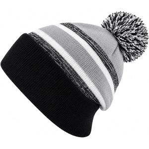 image:imageKids Pom Pom Beanie Winter Hat for Boys amp Girls Ages 25 Warm Knit Cuffed Beanie for School Skiing amp Outdoor WearBlackGrey