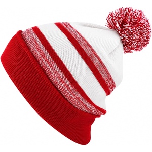 image:imageKids Pom Pom Beanie Winter Hat for Boys amp Girls Ages 25 Warm Knit Cuffed Beanie for School Skiing amp Outdoor WearRedWhite