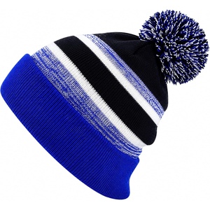 image:imageKids Pom Pom Beanie Winter Hat for Boys amp Girls Ages 25 Warm Knit Cuffed Beanie for School Skiing amp Outdoor WearRoyal BlueBlack
