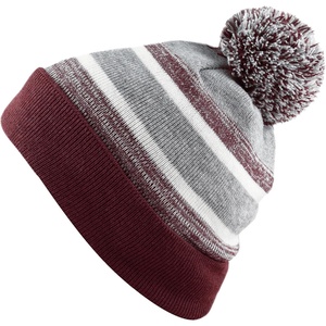 image:imageKids Youth Hat Warm Pompom Stretchy Knit Cuffed Beanie Cap HatK05burgundy