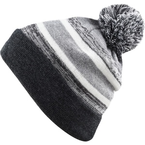 image:imageKids Youth Hat Warm Pompom Stretchy Knit Cuffed Beanie Cap HatK05charcoal