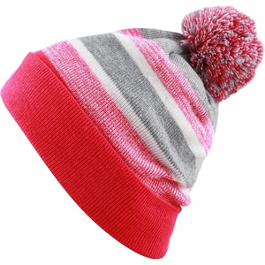 image:imageKids Youth Hat Warm Pompom Stretchy Knit Cuffed Beanie Cap HatK05hot Pink