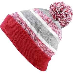 image:imageKids Youth Hat Warm Pompom Stretchy Knit Cuffed Beanie Cap HatK05red