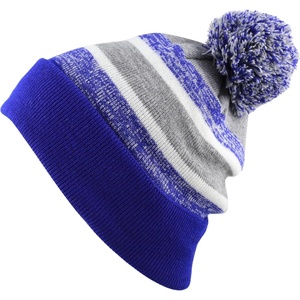 image:imageKids Youth Hat Warm Pompom Stretchy Knit Cuffed Beanie Cap HatK05royal Blue
