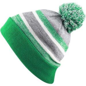 image:imageKids Youth Hat Warm Pompom Stretchy Knit Cuffed Beanie Cap HatKelly Green