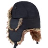 image:imageFaux Fur Safety Reflective Plain Plaid Aviator Trapper Hat Snow Ski Trooper Winter Cap1 Plain  Black