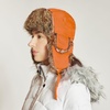 image:imageFaux Fur Safety Reflective Plain Plaid Aviator Trapper Hat Snow Ski Trooper Winter Cap1 Plain  Blaze Orange