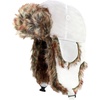 image:imageFaux Fur Safety Reflective Plain Plaid Aviator Trapper Hat Snow Ski Trooper Winter Cap1 Plain  White