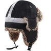 image:imageFaux Fur Safety Reflective Plain Plaid Aviator Trapper Hat Snow Ski Trooper Winter Cap1 Reflective  Black