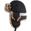 image:imageFaux Fur Safety Reflective Plain Plaid Aviator Trapper Hat Snow Ski Trooper Winter Cap1 Reflective  Black