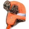 image:imageFaux Fur Safety Reflective Plain Plaid Aviator Trapper Hat Snow Ski Trooper Winter Cap1 Reflective  Blaze Orange