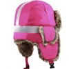 image:imageFaux Fur Safety Reflective Plain Plaid Aviator Trapper Hat Snow Ski Trooper Winter Cap1 Reflective  Hot Pink