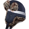 image:imageFaux Fur Safety Reflective Plain Plaid Aviator Trapper Hat Snow Ski Trooper Winter Cap1 Reflective  Navy