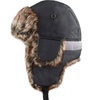 image:imageFaux Fur Safety Reflective Plain Plaid Aviator Trapper Hat Snow Ski Trooper Winter Cap1 Reflective  Off Black
