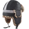 image:imageFaux Fur Safety Reflective Plain Plaid Aviator Trapper Hat Snow Ski Trooper Winter Cap1 Reflective  Off Black