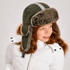 image:imageFaux Fur Safety Reflective Plain Plaid Aviator Trapper Hat Snow Ski Trooper Winter Cap1 Reflective  Olive