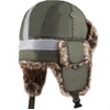 image:imageFaux Fur Safety Reflective Plain Plaid Aviator Trapper Hat Snow Ski Trooper Winter Cap1 Reflective  Olive