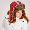 image:imageFaux Fur Safety Reflective Plain Plaid Aviator Trapper Hat Snow Ski Trooper Winter Cap1 Reflective  Red